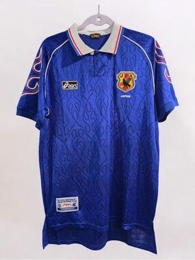 Asics Royal Blue Japan Football Polo with Crest